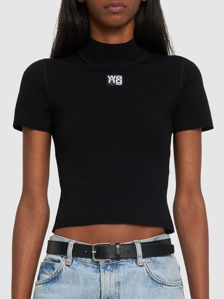 Logo patch stretch jersey t-shirt