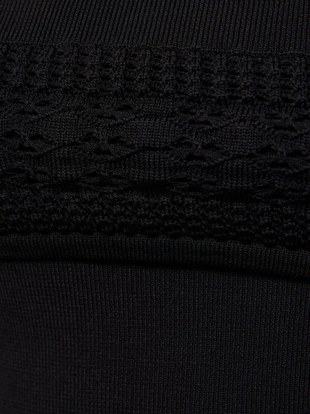 Stretch viscose knit top w/ mesh details