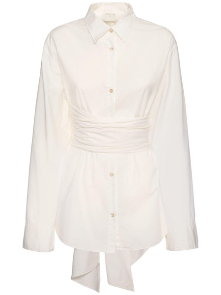 Knotted poplin long shirt