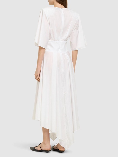 Cotton poplin s/s flared midi dress