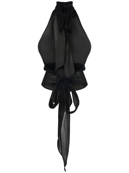 Couture bow silk organza top