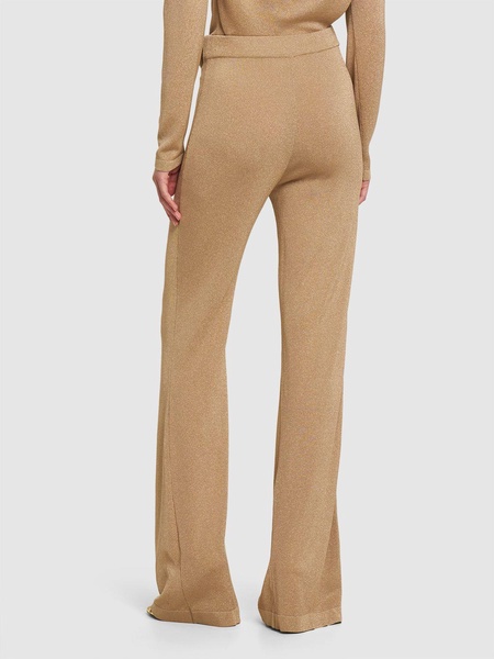 Jersey & lurex high rise pants