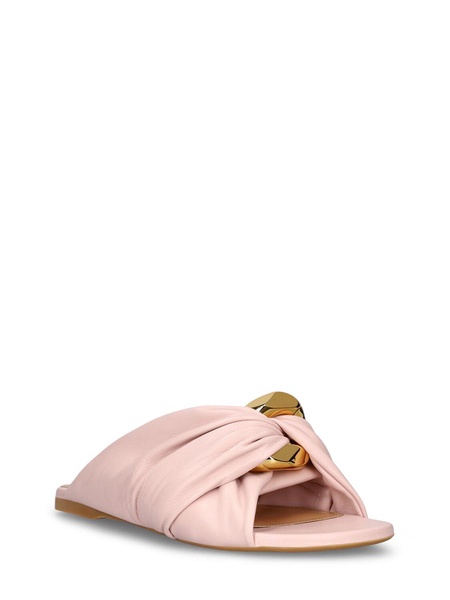 Corner leather slide sandals