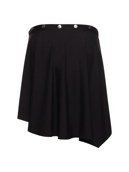 Stretch jersey asymmetric mini skirt