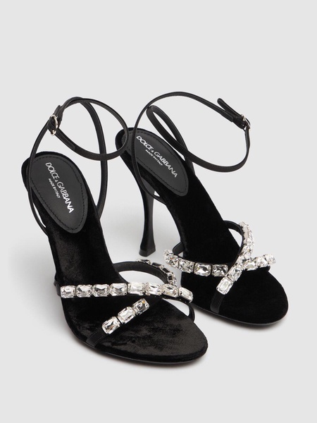 105mm Velvet & crystal sandals