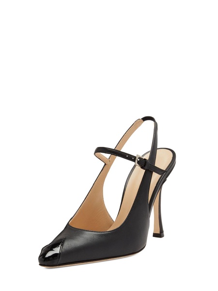 100mm Leather slingback pumps