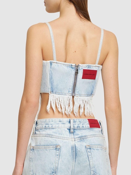 Fringed denim bustier