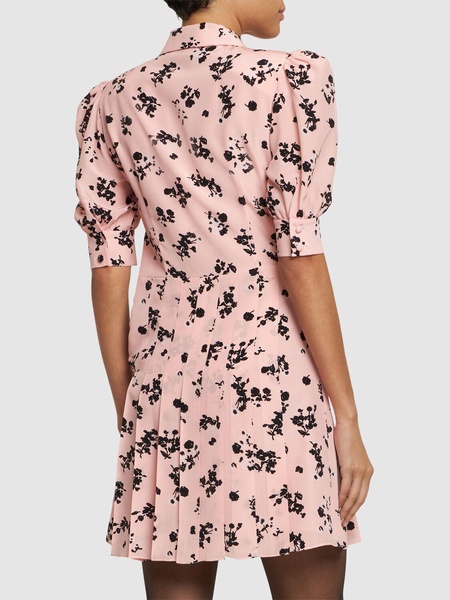 Printed silk short sleeve mini dress