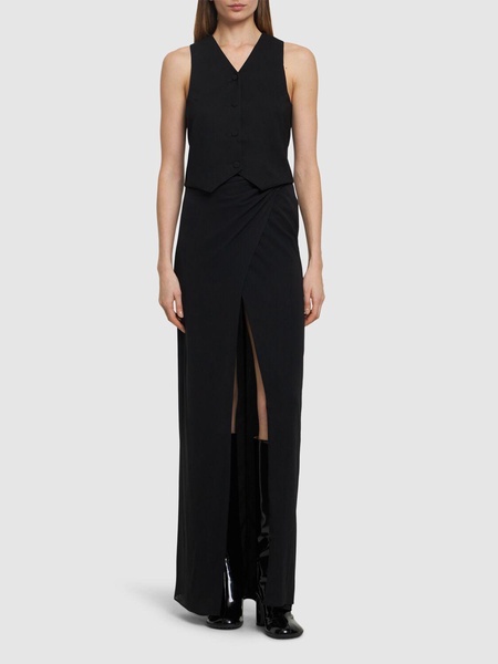 Phoebe stretch silk midi wrap skirt