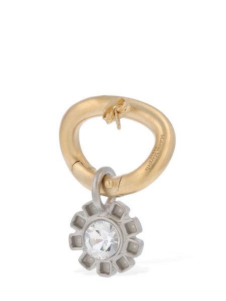 Bicolor crystal flower mono earring