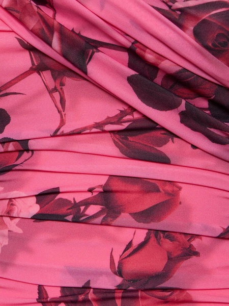 Rose print tech jersey mini dress