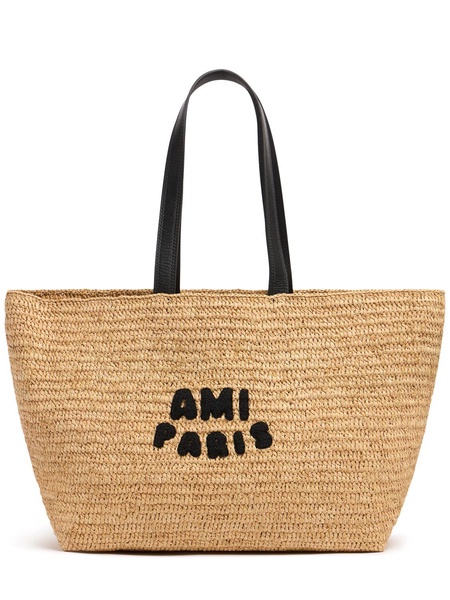Ami Paris raffia tote bag