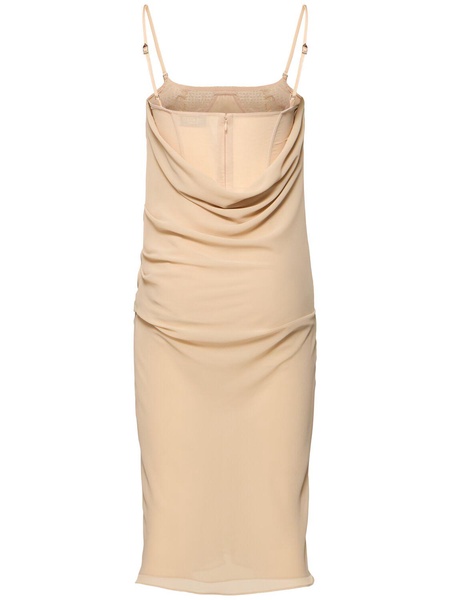 Georgette & tulle embellished midi dress