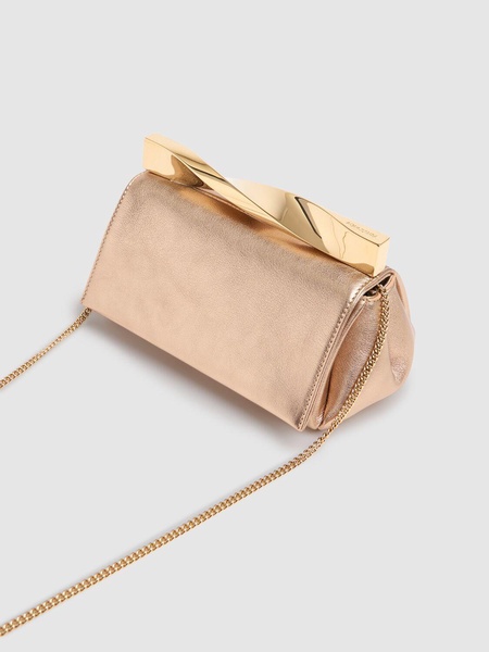 Mini Twist washed leather clutch