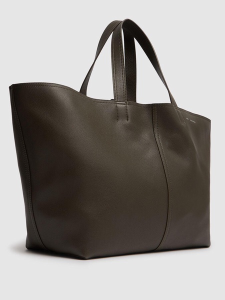 Midi leather tote bag