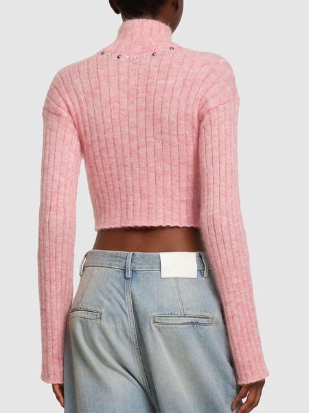 Mohair blend knit crop cardigan