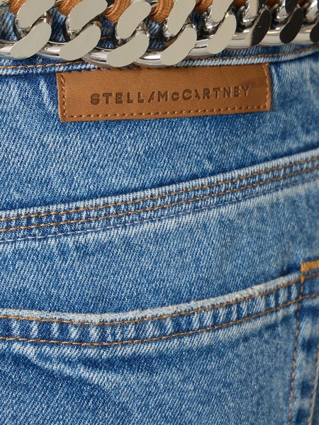 Chain belt denim straight jeans
