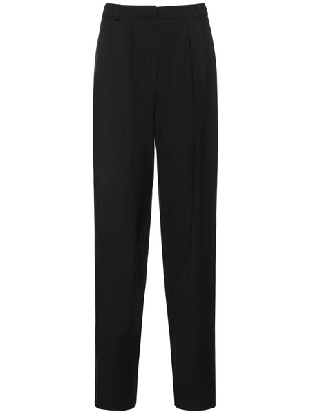 Wool twill straight high waist pants