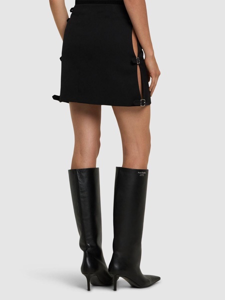 Cut-out wool mini skirt