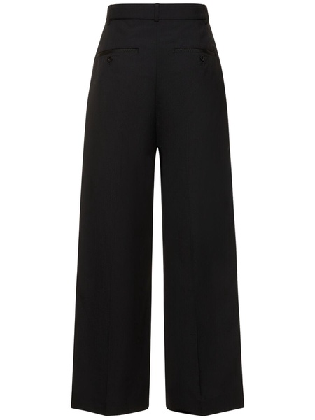 Belted gabardine wide pants