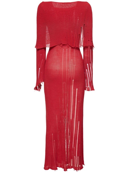 Distressed knit l/s midi dress