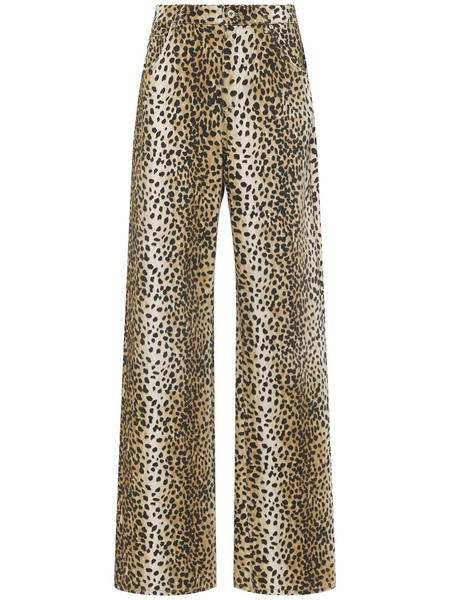 Leopard print high rise boyfriend jeans