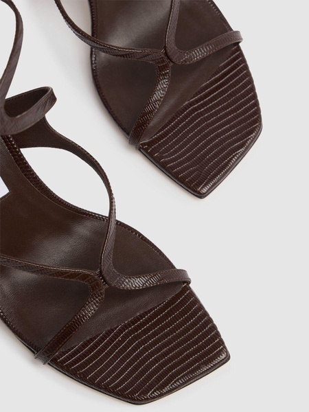 85mm Azie lizard print leather sandals