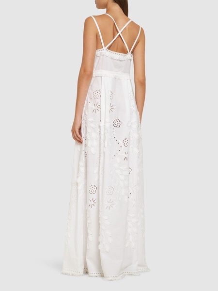 Embroidered eyelet lace long dress