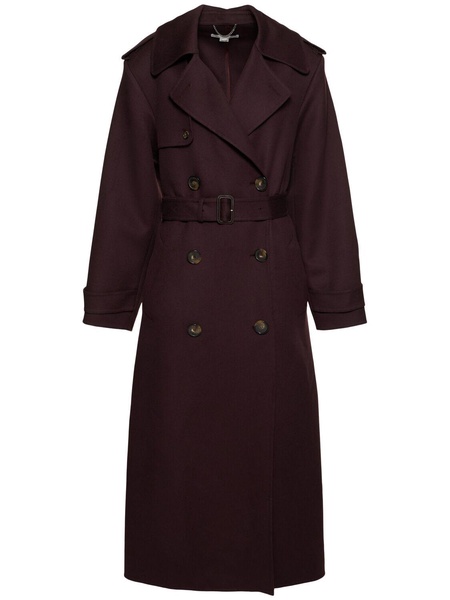 Wool long trench coat