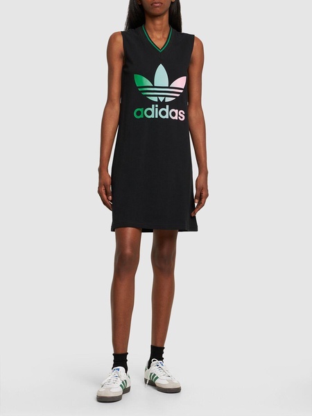Logo print v-neck dress
