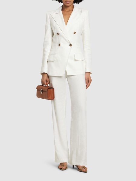 Linen blend double breast blazer