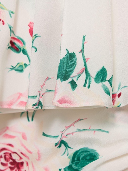 Rose print silk mini dress