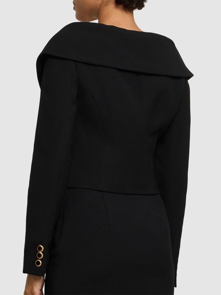 Off-shoulder wool cardigan