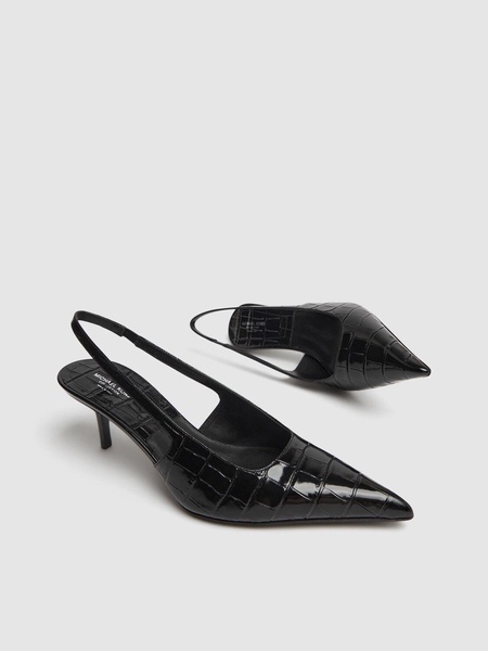 105mm Emma croc embossed slingbacks