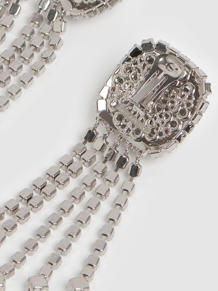 Square crystal earrings w/ fringes