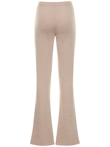 Wool blend knit straight pants
