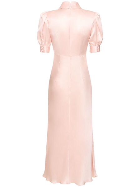 Silk satin short sleeve long dress