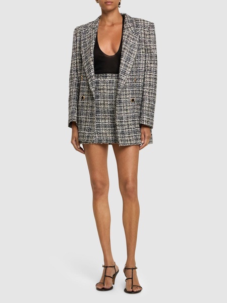 Oversized checked lurex tweed blazer