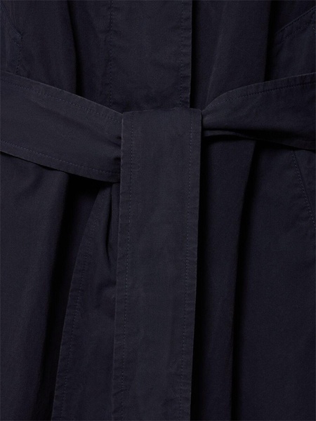 Cotton canvas belted long coat