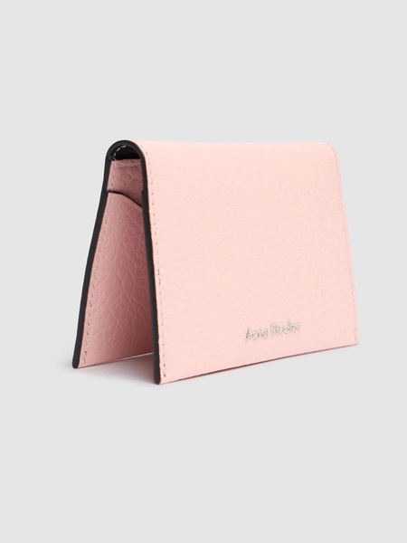 Flap grainy leather card holder