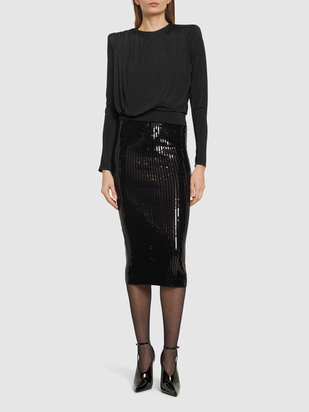 Sequined high rise midi skirt