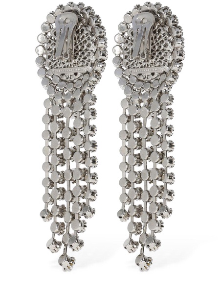 Rose cameo earrings w/ crystal fringes