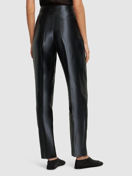 Silk & linen high waist straight pants