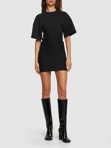 Drop shoulder cotton blend mini dress
