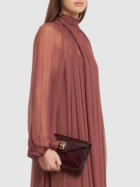 Small Elly embossed leather clutch