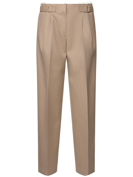 Pleated wool blend wide pants