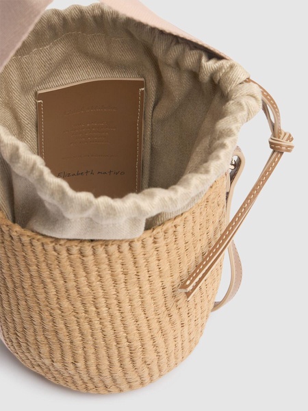 Woody raffia bucket bag