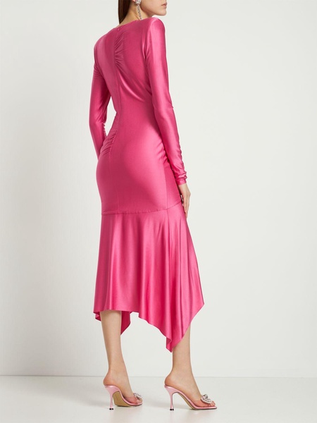 Asymmetric viscose jersey midi dress