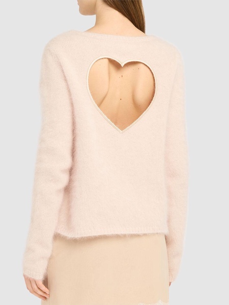Back heart cut out fluffy sweater
