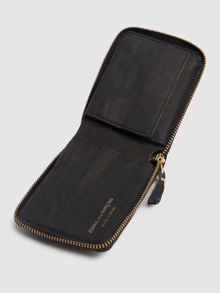 Washed leather wallet